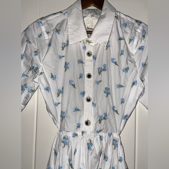 Urban Outfitters Sister Jane Women Lapris Shell Embroidered Shirtdress Midi M EW - Picture 7 of 11